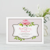 Pink Peony Lijst 3 Uitnodiging (Staand voorkant)