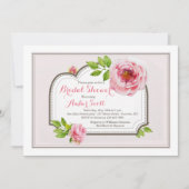 Pink Peony Lijst 4 Uitnodiging (Voorkant)