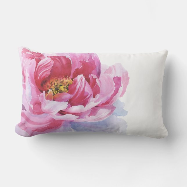 Pink Peony Lumbar Pillow Kussen (Voorkant)