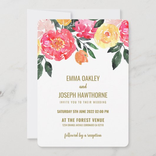 Pink Peony modern Pink Floral custom Weddenschap Kaart (Voorkant)