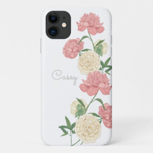 Pink Peony Moderne Persoonlijke iPhone Case