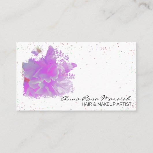 *~* Pink Peony Originele Schilderij Art Butterfly  Visitekaartje (Voorkant)