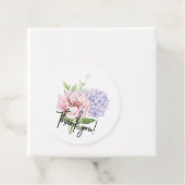Pink Peony Paars Hydrangea Stems Wedding Bedankjes Labels (In situ)