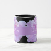 Pink Peony Paars Monogram Floral Black Mok (Midden)