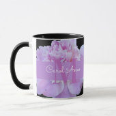 Pink Peony Paars Monogram Floral Black Mok (Links)