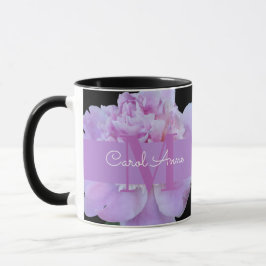 Pink Peony Paars Monogram Floral Black Mok