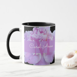 Pink Peony Paars Monogram Floral Black Mok