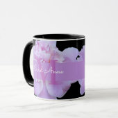 Pink Peony Paars Monogram Floral Black Mok (Voorkant links)