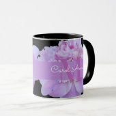 Pink Peony Paars Monogram Floral Black Mok (Voorkant rechts)