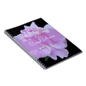 Pink Peony Paars Monogram Floral Black Notitieboek (Rechterzijde)