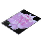 Pink Peony Paars Monogram Floral Black Notitieboek (Linkerzijde)