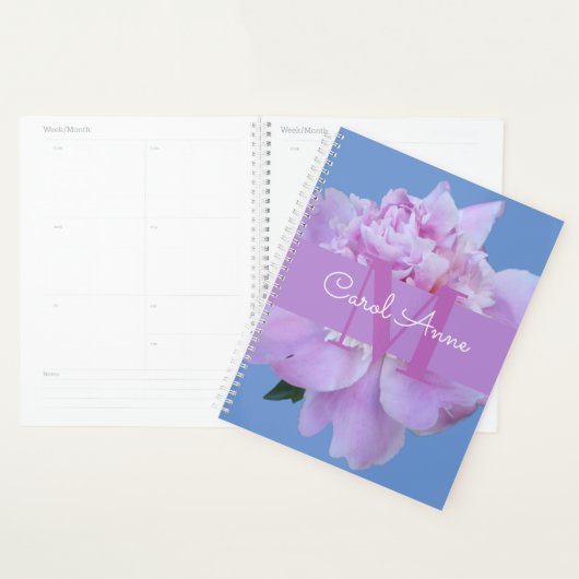 Pink Peony Paars Monogram Floral Planner (Display)