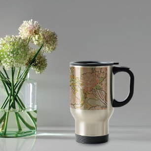 Pink Peony Pattern Alphonse Mucha Reisbeker