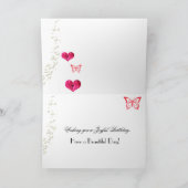 Pink Peony & Pearls Verjaardag Kaart (Binnen)