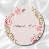 Pink Peony Rococo Floral Baby shower Bedankt Bedankjes Labels