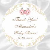 Pink Peony Rococo Floral Baby shower Bedankt Ronde Sticker
