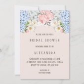 Pink Peony Romantic Blue Hydrangea Vrijgezellenfee Kaart (Voorkant)