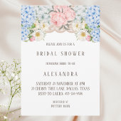 Pink Peony Romantic Blue Hydrangea Vrijgezellenfee Kaart