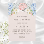 Pink Peony Romantic Blue Hydrangea Vrijgezellenfee Kaart