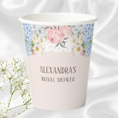 Pink Peony Romantic Blue Hydrangea Vrijgezellenfee Papieren Bekers