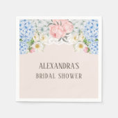 Pink Peony Romantic Blue Hydrangea Vrijgezellenfee Servet (Voorkant)