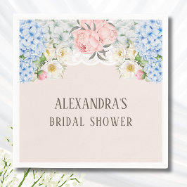 Pink Peony Romantic Blue Hydrangea Vrijgezellenfee Servet