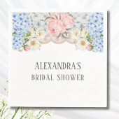 Pink Peony Romantic Blue Hydrangea Vrijgezellenfee Servet