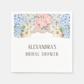 Pink Peony Romantic Blue Hydrangea Vrijgezellenfee Servet (Voorkant)