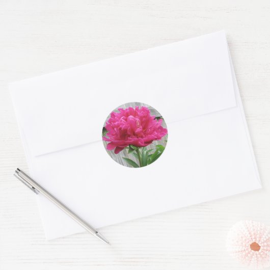Pink Peony Ronde Sticker (Envelop)
