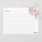 Pink Peony Roos Flowers Vrijgezellenfeest Recipe K Briefkaart (Achterkant)