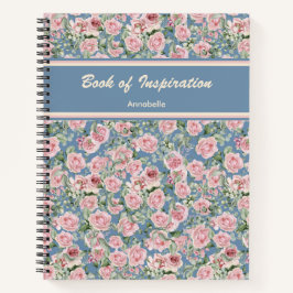 Pink Peony Roos gepersonaliseerde aangepaste naam Notitieboek