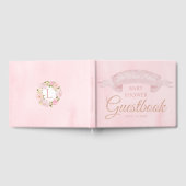 Pink Peony Roos Gold Baby shower Guestbook Gastenboek (Volledig)