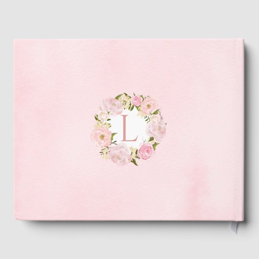 Pink Peony Roos Gold Baby shower Guestbook Gastenboek (Achterkant)