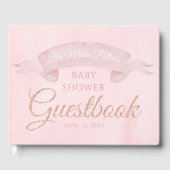 Pink Peony Roos Gold Baby shower Guestbook Gastenboek (Voorkant)