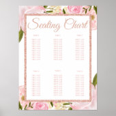 Pink Peony Roos Gold Baby shower Seating Chart Poster (Voorkant)