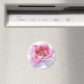 Pink Peony Round Magnet (Insitu (Vaatwasser))