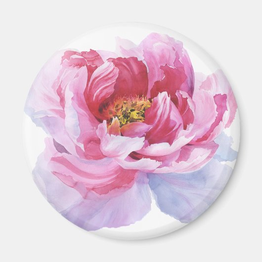 Pink Peony Round Magnet (Voorkant)