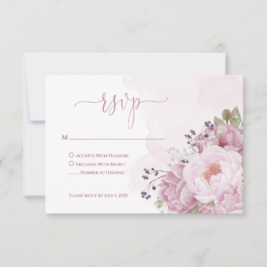 Pink Peony RSVP Cards (Voorkant)