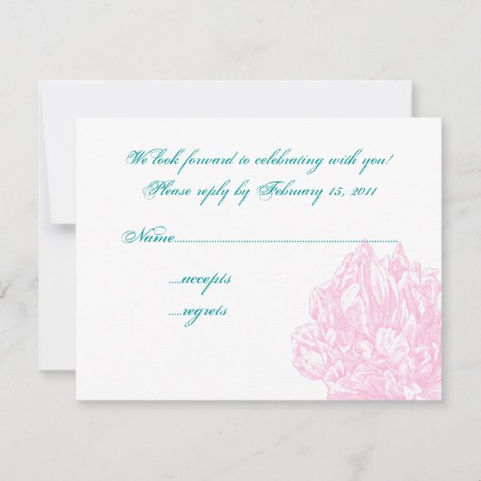 Pink Peony RSVP Kaartje (Voorkant)