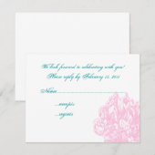 Pink Peony RSVP Kaartje (Voorkant / Achterkant)