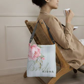 Pink Peony & Sage Green Floral Crossbody Tas