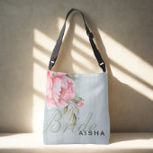 Pink Peony & Sage Green Floral Crossbody Tas