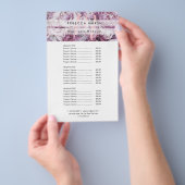 Pink Peony Script Monogram Salon Service Menu (Hand)