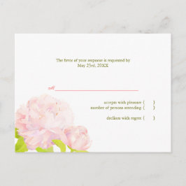 Pink Peony Simple Wedding RSVP Uitnodiging Briefkaart