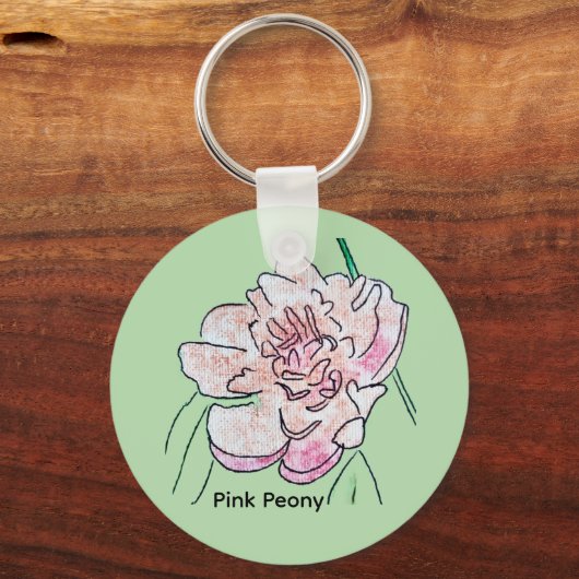 Pink Peony Sleutelhanger (Voorkant)