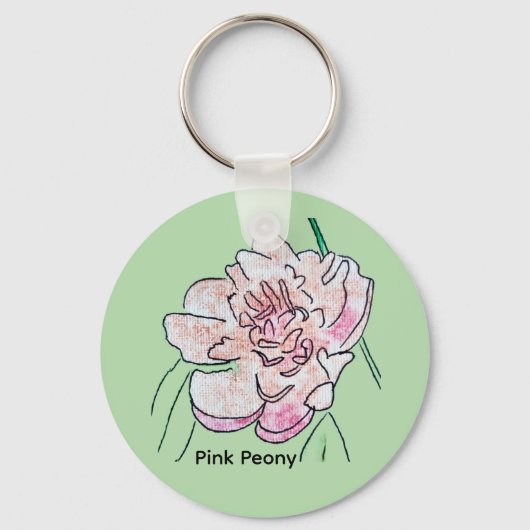 Pink Peony Sleutelhanger (Achterkant)