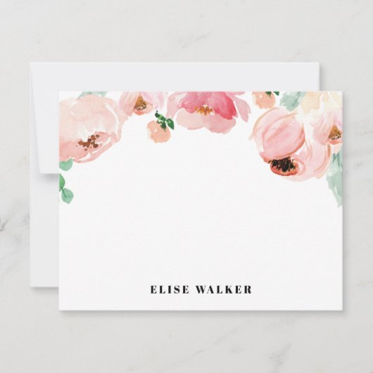 Pink Peony Spring Floral | Gepersonaliseerde schri Kaart (Voorkant)
