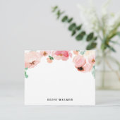 Pink Peony Spring Floral | Gepersonaliseerde schri Kaart (Staand voorkant)