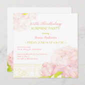 Pink Peony Surprise verjaardagsfeestje Kaart (Voorkant / Achterkant)