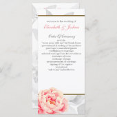Pink Peony Tea length trouwprogramma's Programmakaart (Voorkant / Achterkant)